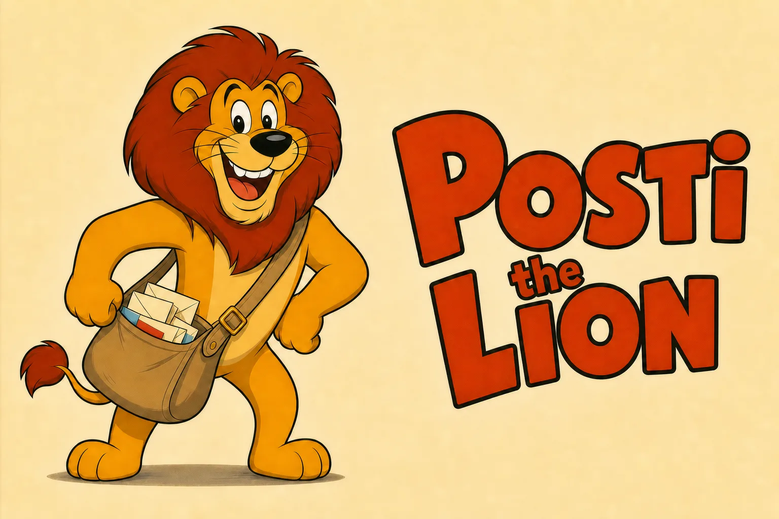 Posti the Lion, Postilion's mascot — a cartoon lion with a mailbag